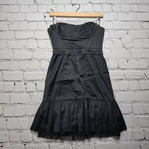BCBG MaxAzria Black Strapless Mermaid Ruffle Hem Dress Size 2